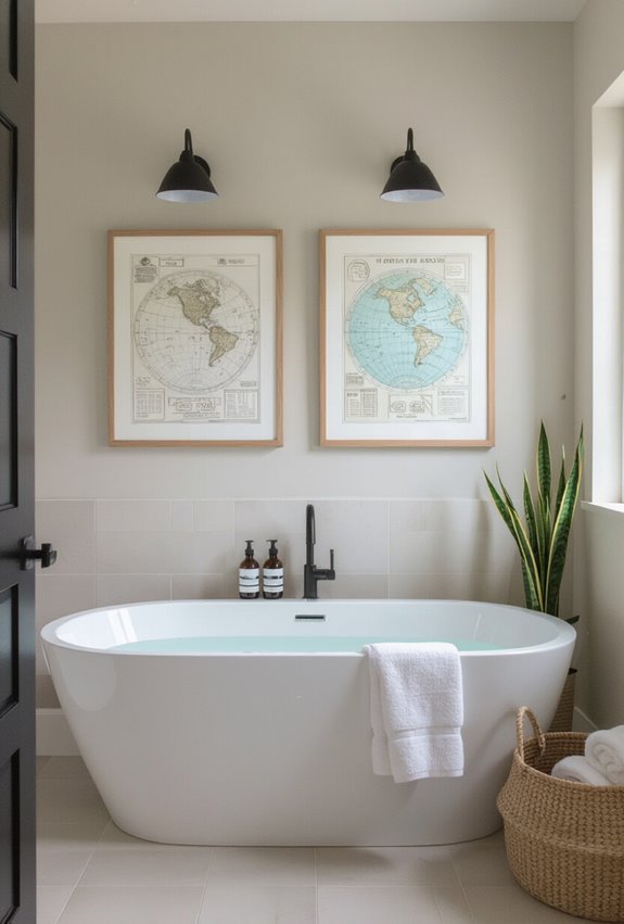 maps inspire stylish bathroom wanderlust
