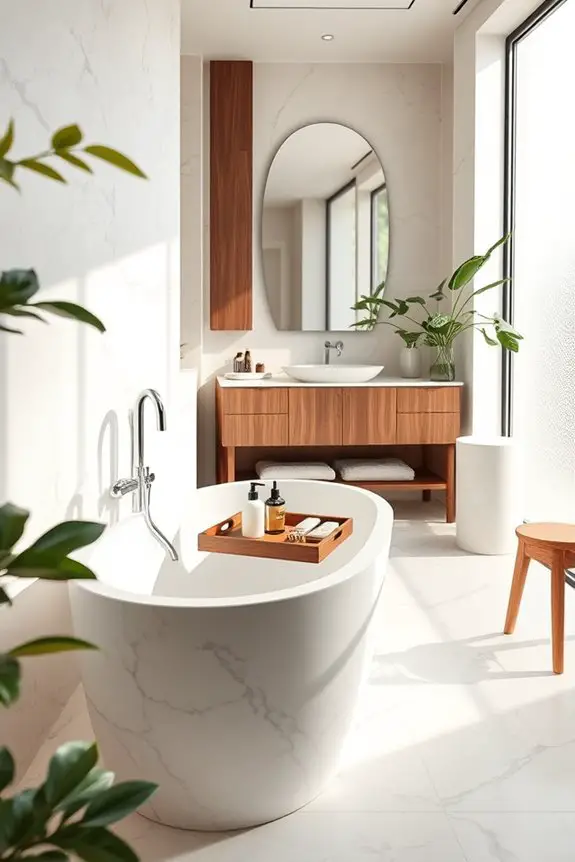 marble and wood harmony