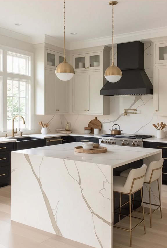 marble brass black cream