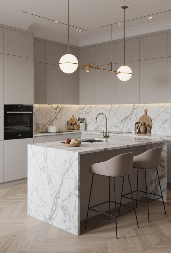 marble topped elegant kitchen divider