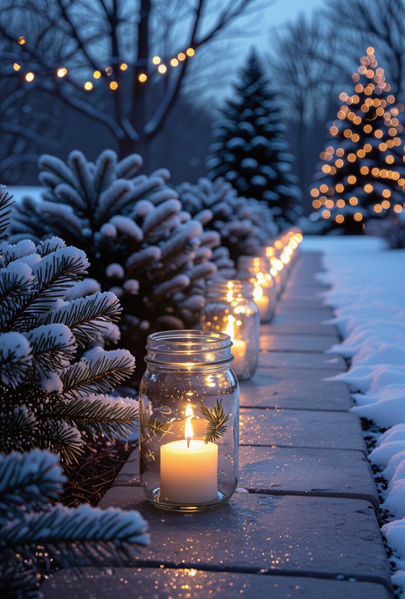 mason jar candle pathway