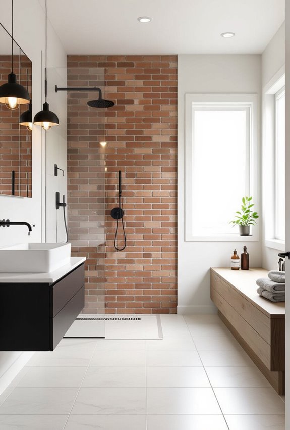 matte black fixtures with brick