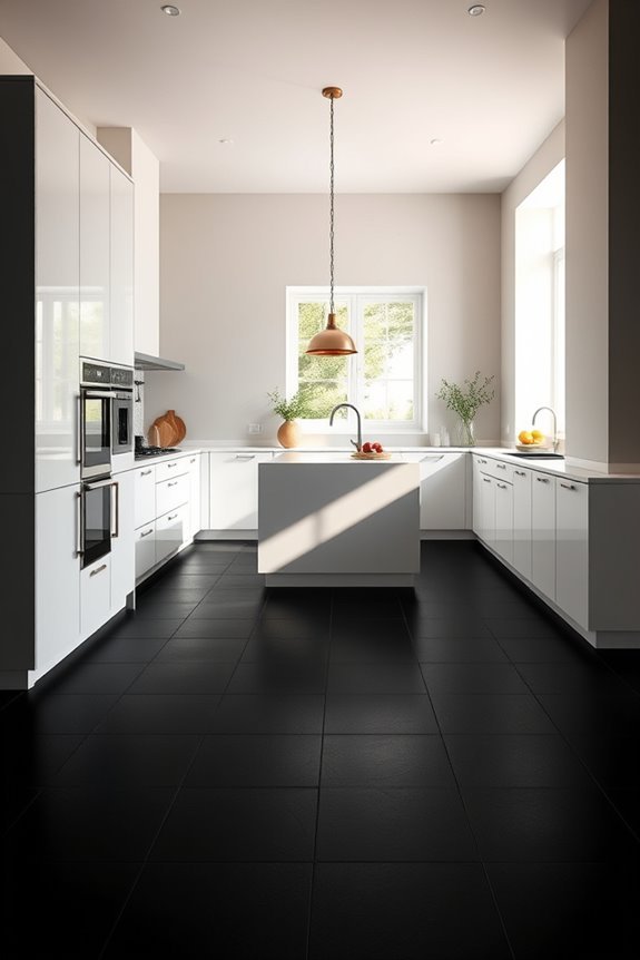 matte black floor tiles