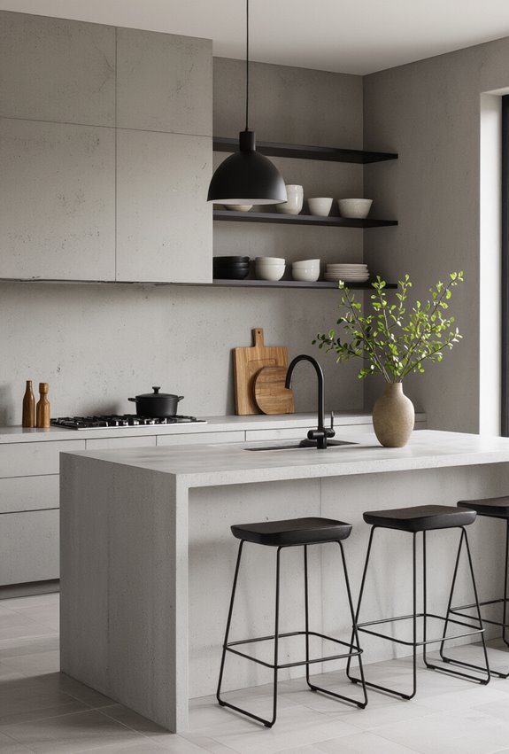 matte black metal concrete accents