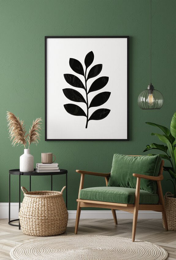 matte black silhouettes on texturedgreen