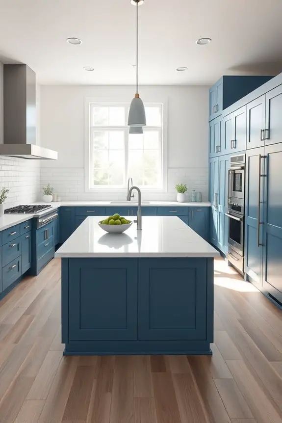 matte blue cabinets elegance