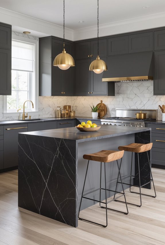 matte charcoal island gold pendants