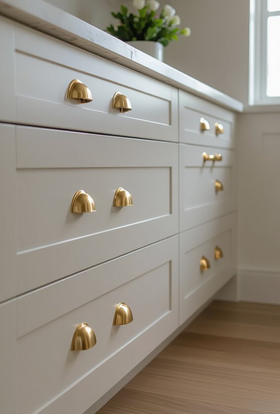 matte gold rounded bin pulls
