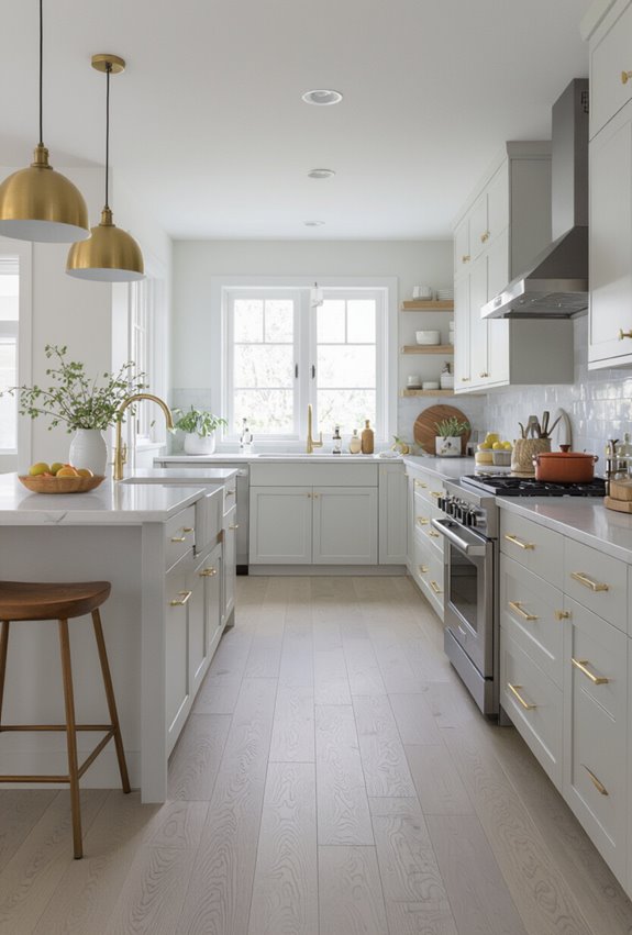 matte gray floors brass