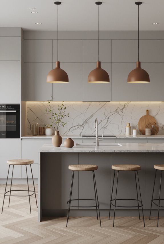 matte gray island brown pendants