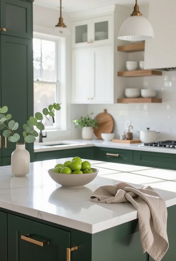 matte green glossy white contrast