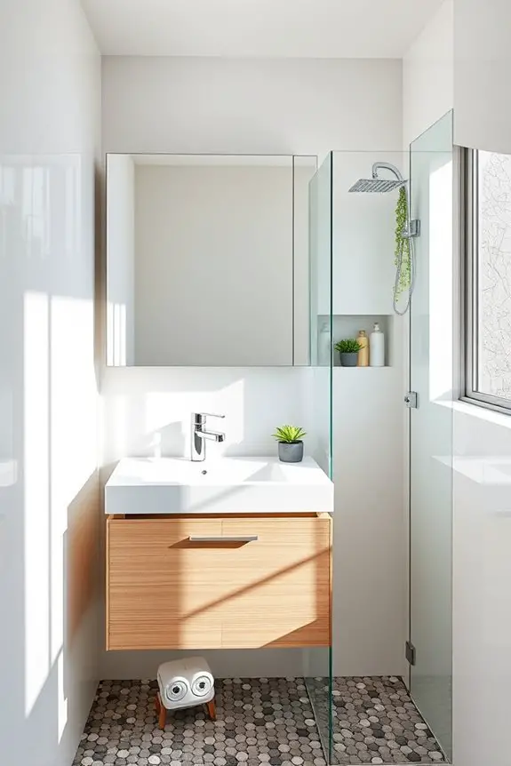 maximize compact bathroom functionality