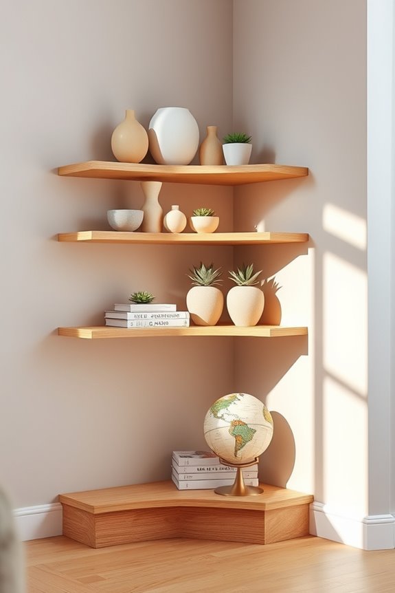 maximize space with corner shelves
