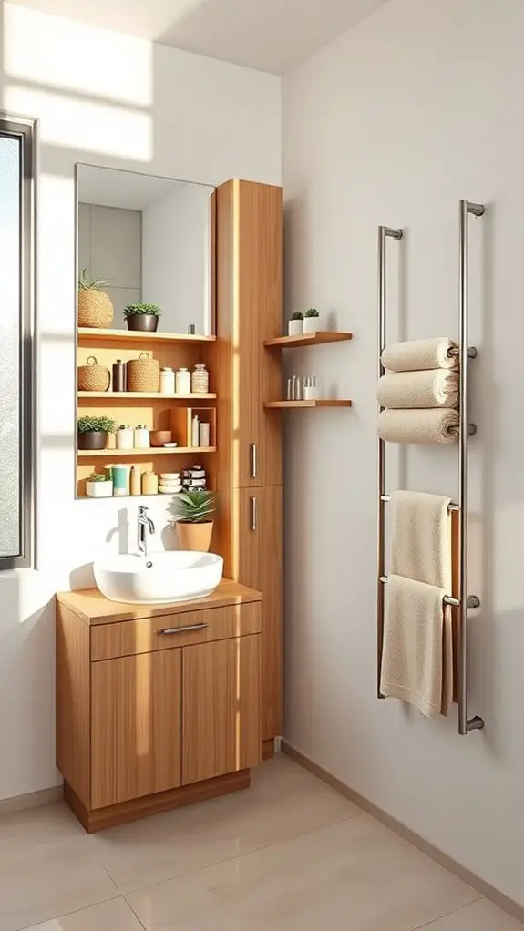 maximize vertical bathroom storage