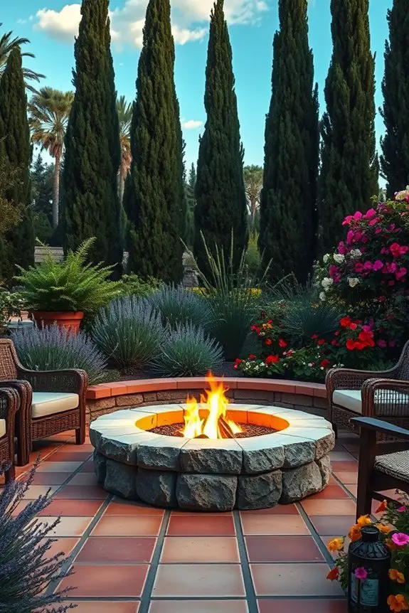 mediterranean garden fire pit