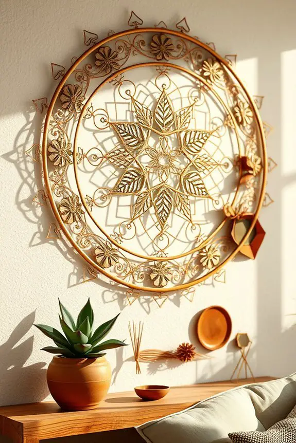 metal art enhances boho decor