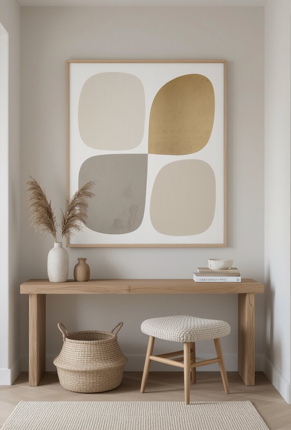 metallic accented abstract hallway prints