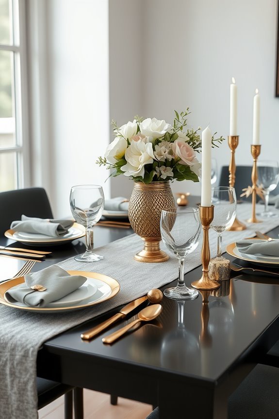 metallic accents elevate dining
