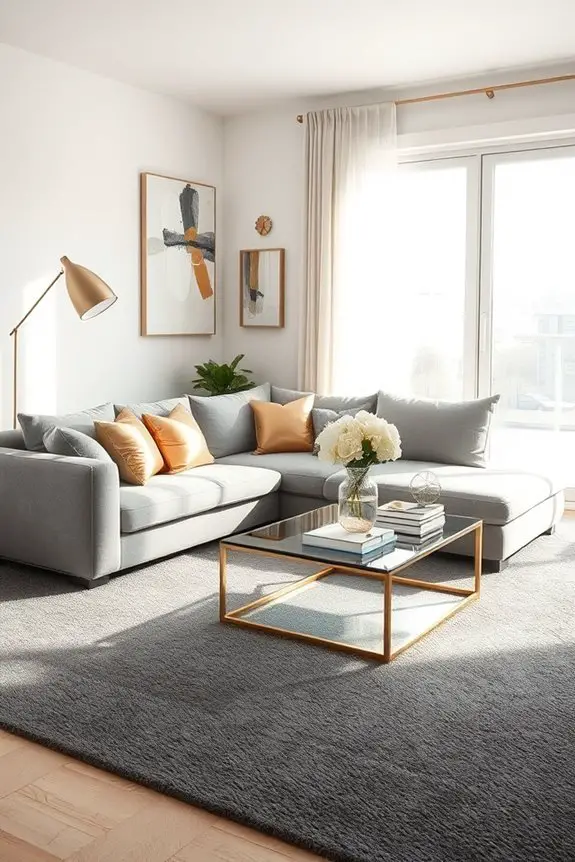 metallic accents enhance decor