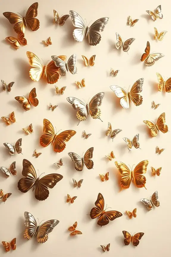 metallic butterfly decor accents
