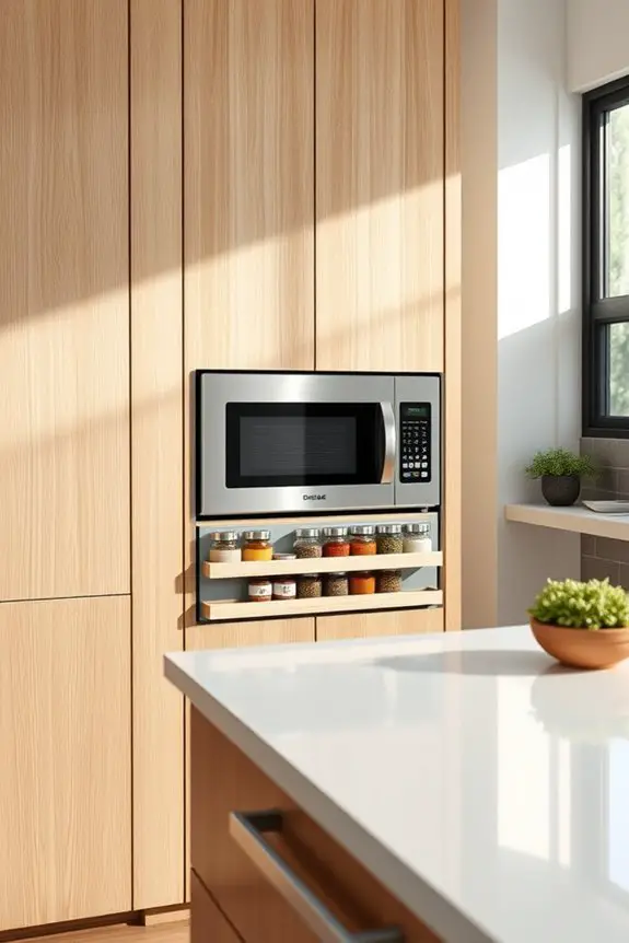microwave cabinet with spice rack