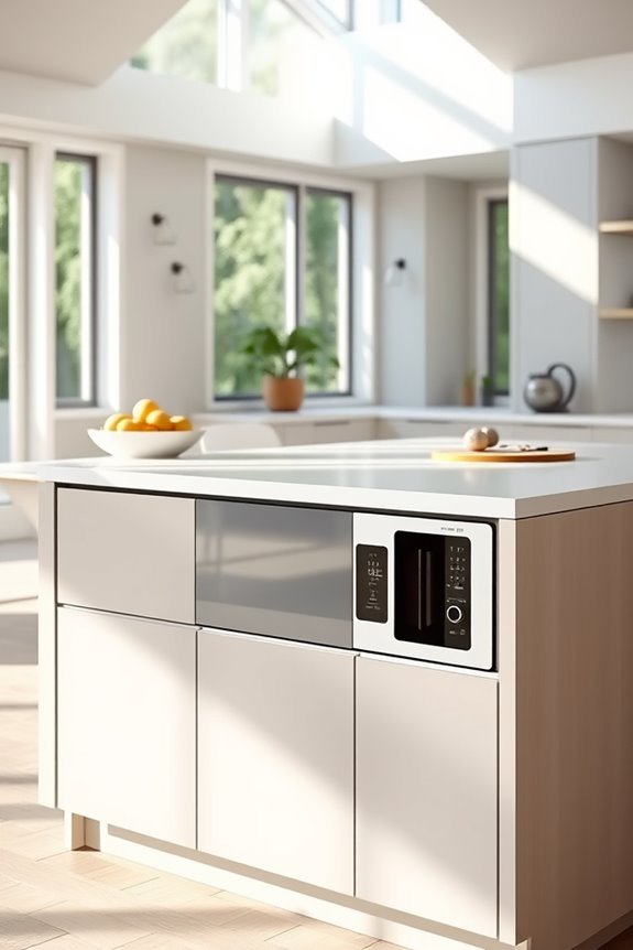 microwave integrated kitchen island design