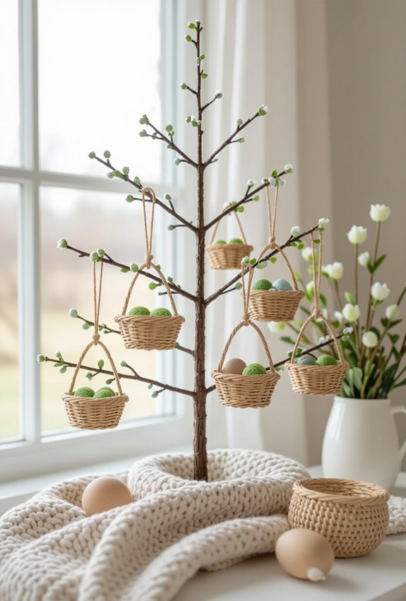 mini baskets with faux grass