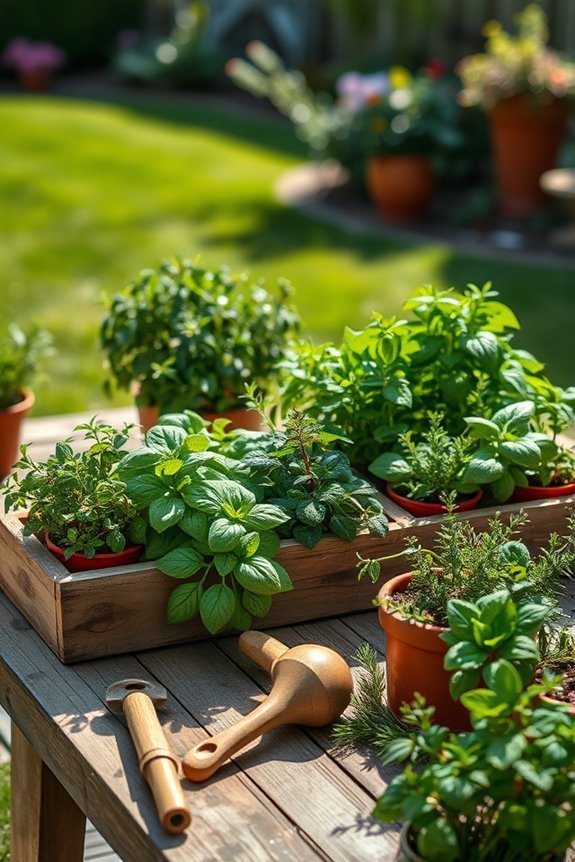 mini herb garden setup