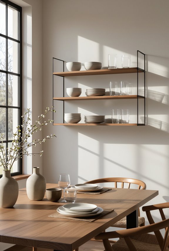 minimal matte metal shelving