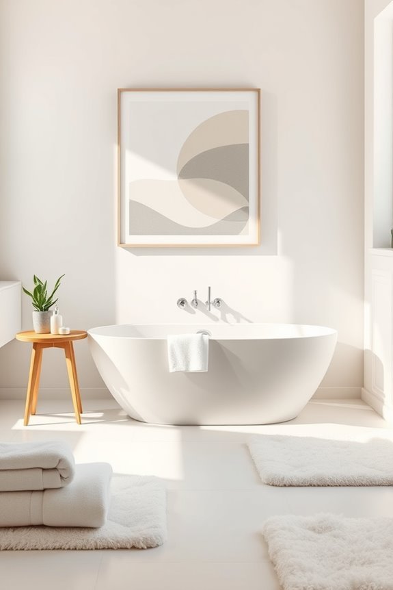 minimalist art enhances bathroom