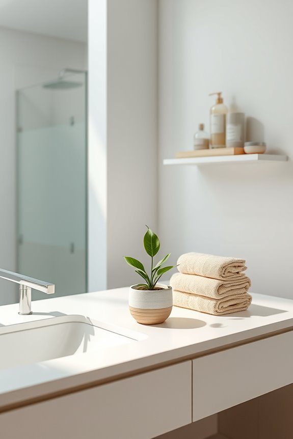 minimalist bathroom plant addition