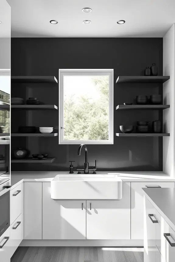 minimalist black and white shelving