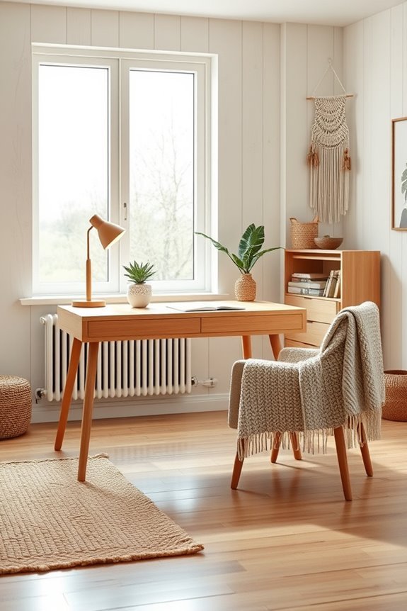 minimalist boho workspace design