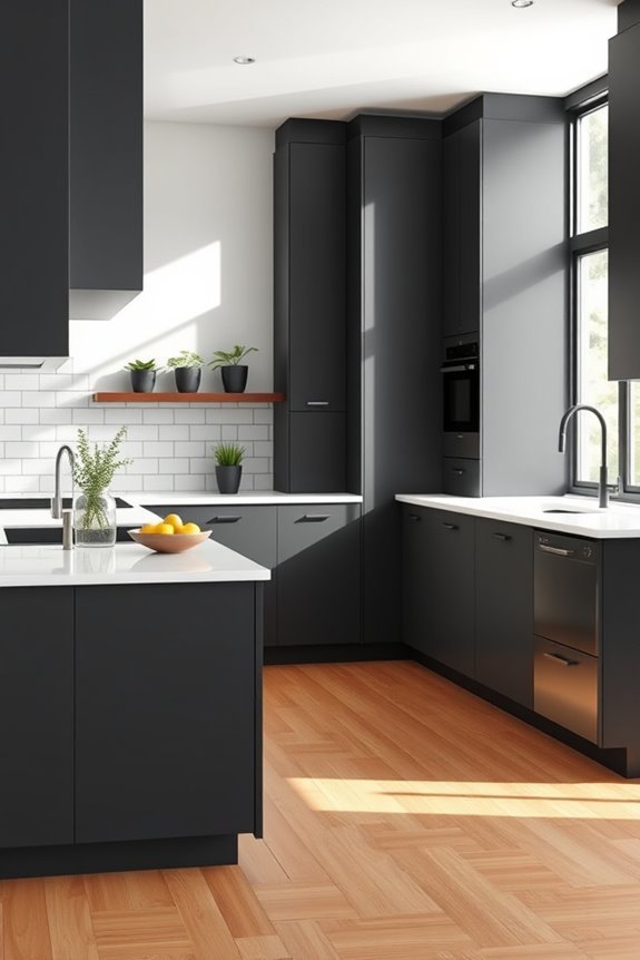 minimalist dark grey cabinets