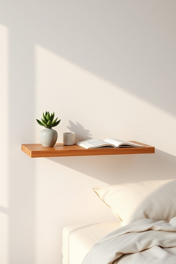 minimalist floating shelf tables