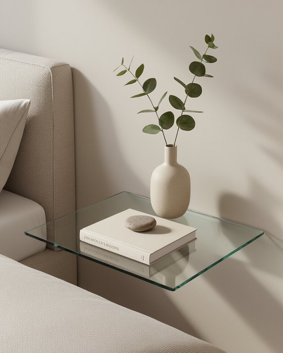 minimalist glass floating table