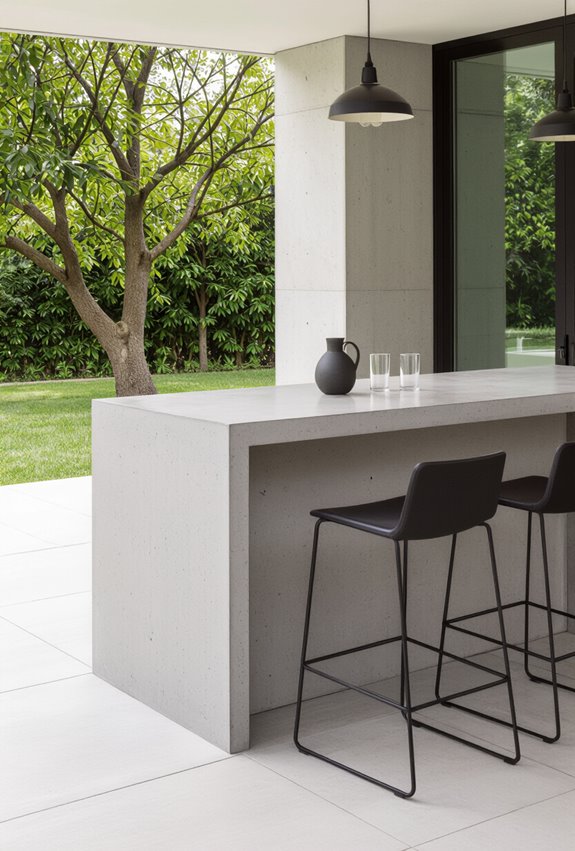 minimalist hairline concrete bar
