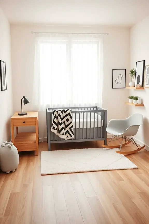 minimalist monochrome baby bedroom