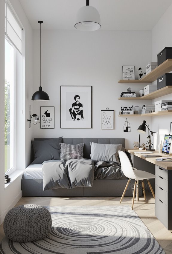 minimalist monochrome teen decor