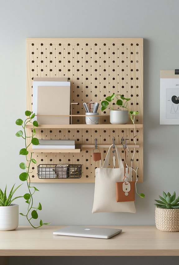 minimalist pegboard organization display