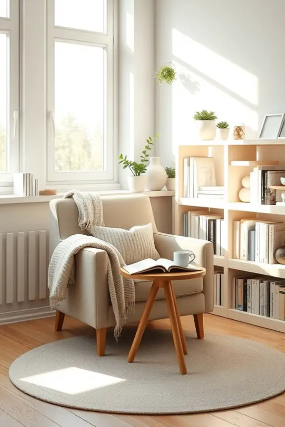 minimalist scandinavian reading nook