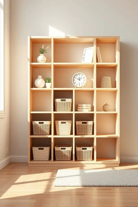 minimalist shelving for organization