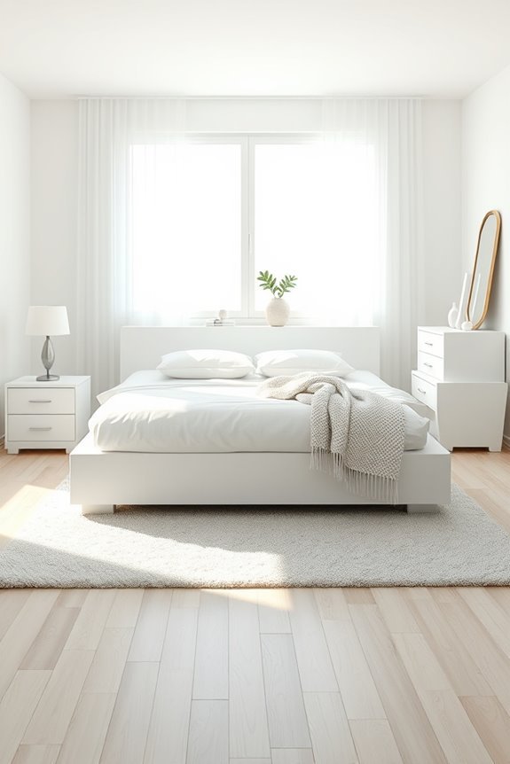 minimalist white furniture bedroom
