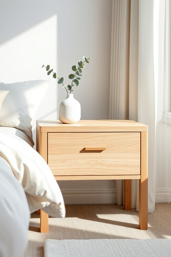 minimalist wooden bedside table