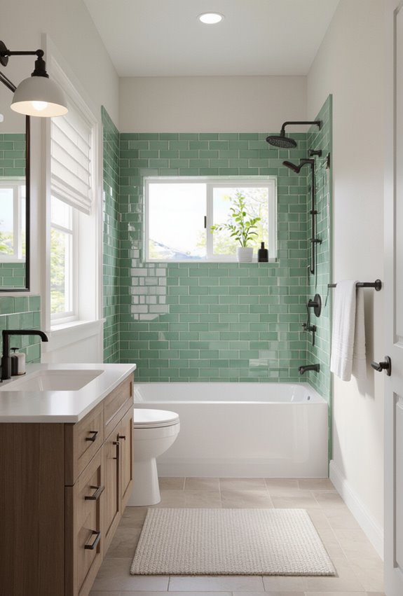 mint curved subway tiles