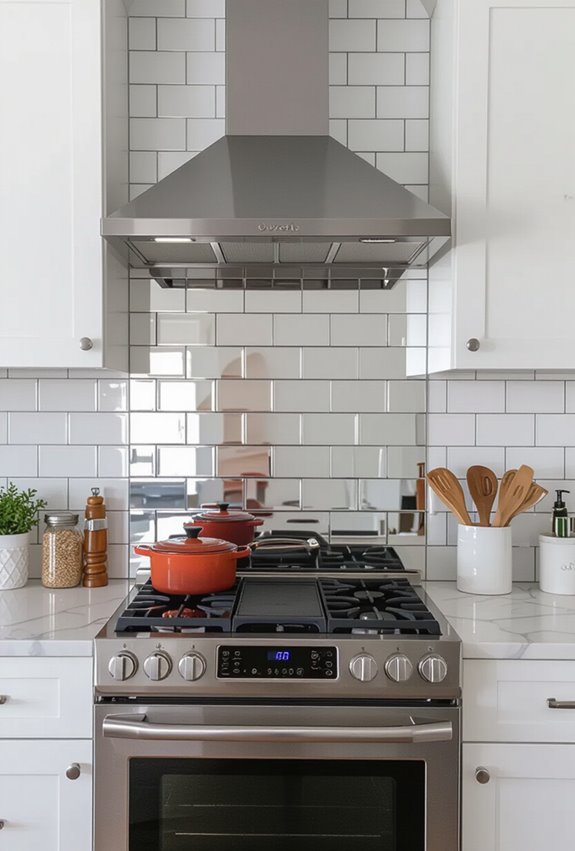 mirror backed stove for brightness