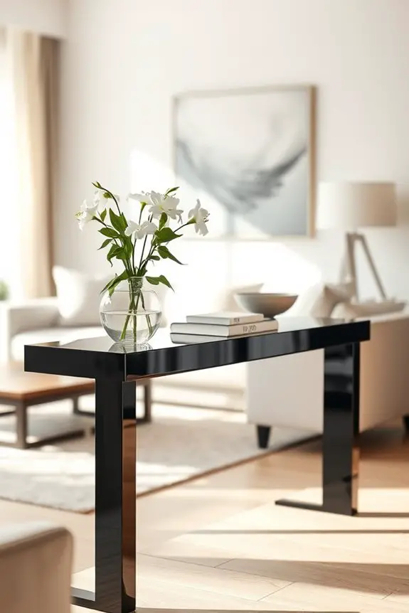 mirrored black console elegance
