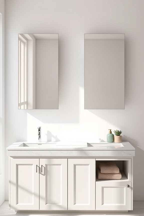mirrored cabinets enhance bathrooms