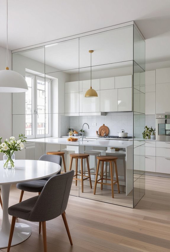 mirrored half wall lighting