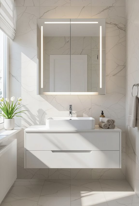 mirrored led cabinet with antifog